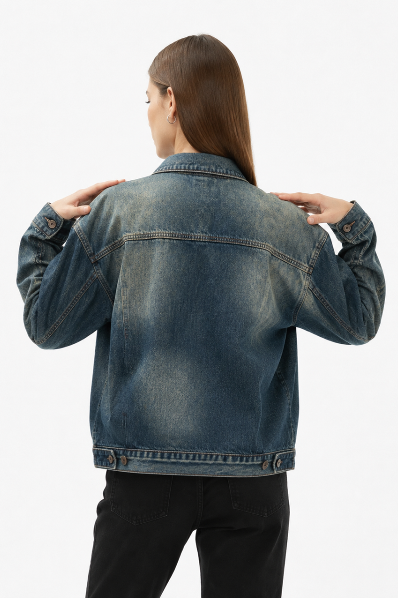 Women's Fall 100% Cotton Vintage Wash Slim Denim Jacket