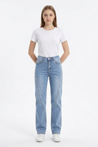 Women's Fall Classic Diagonal Seam Straight Leg Jeans