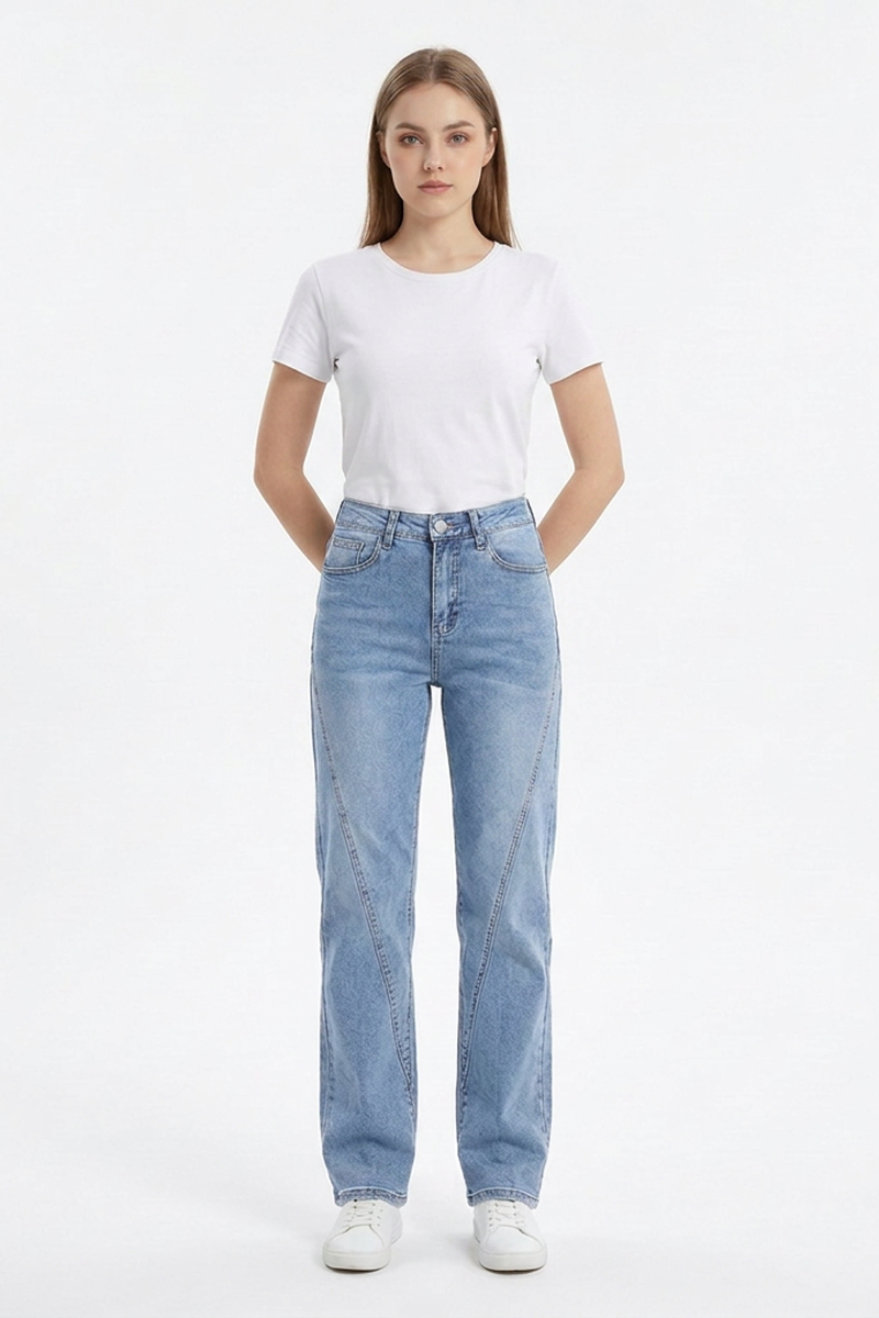 Women's Fall Classic Diagonal Seam Straight Leg Jeans