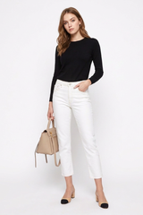 Women's High Waist Slim Fit Cropped Straight-Leg Jeans