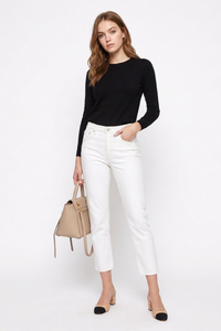 Women's High Waist Slim Fit Cropped Straight-Leg Jeans