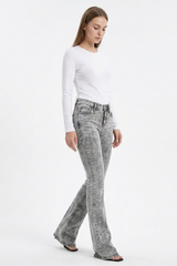 Women's High Waist Wash Slim Fit Flare Jeans