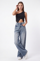 Women's Fall Side Hotfix Rhinestone Embellishment Jeans