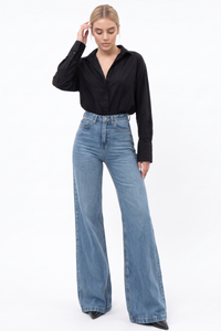 Women's Classic Wash High Waist Baggy Wide Leg Jeans