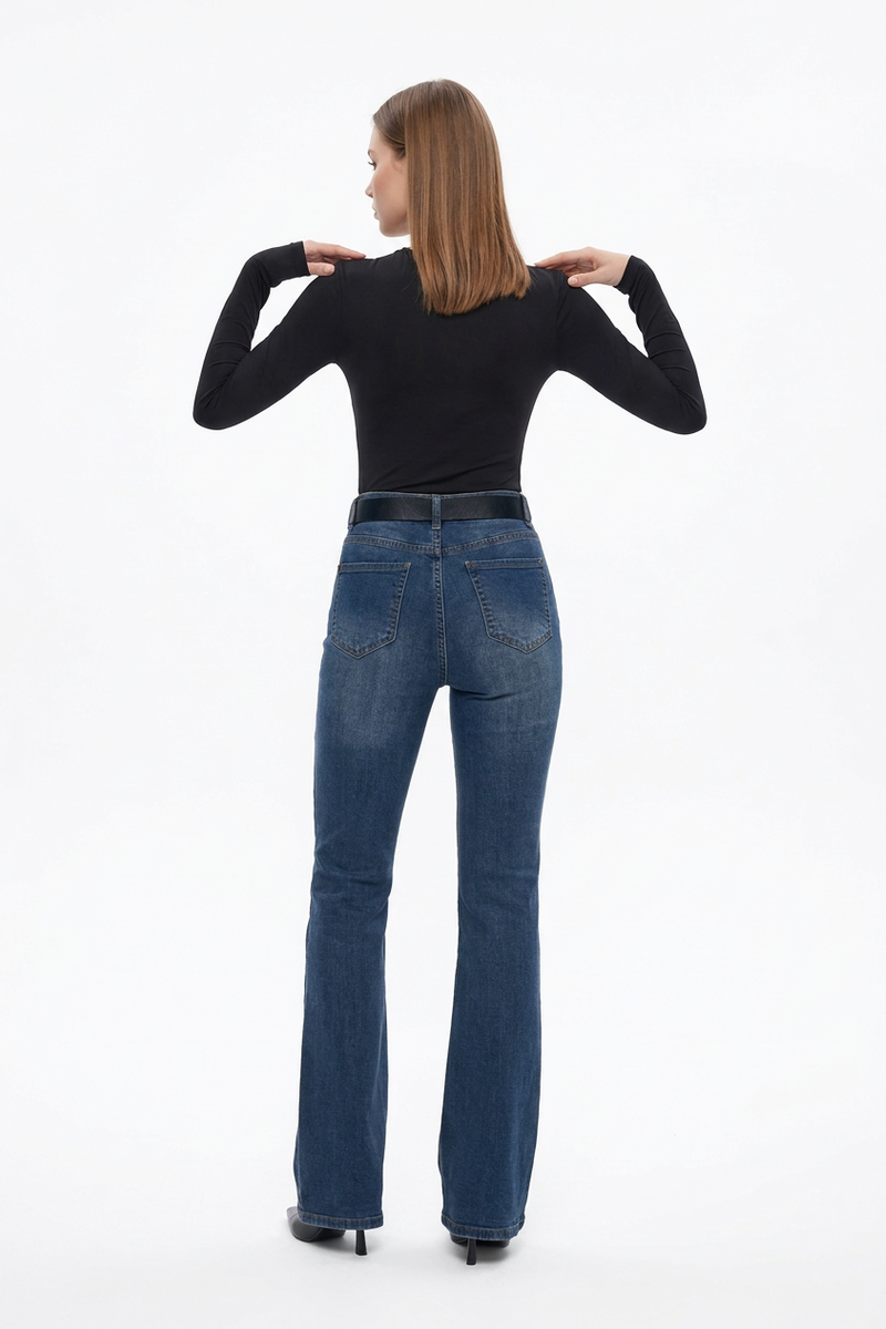 Women's Fall Washed High Waist Flare Jeans