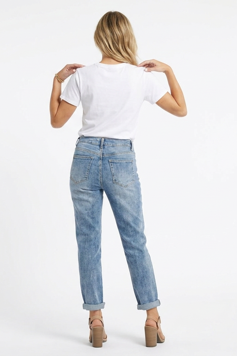 Women's Fall Washed Slim Fit Cropped Straight Leg Jeans