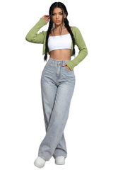 Women's High-Waisted Vintage Washed Baggy Wide-Leg Jeans