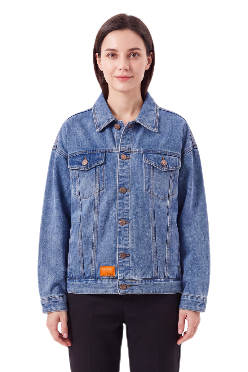 Women's Vintage Wash Drop-Shoulder Denim Jacket