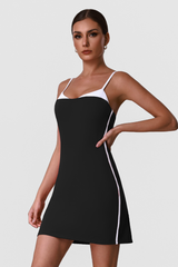 Women's Colorblock Slim Strappy Anti-Exposure Dress