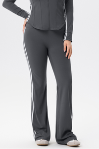 Plus Size Women's Color Block Side-Stripe Flared Yoga Pants