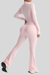 Women's Sport Set:Stand Collar Jacket And Flared Pants