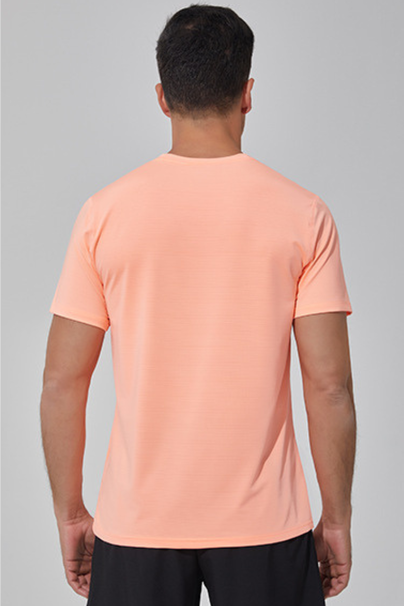 Men Stripe Quick Dry Athletic Short Sleeve T-Shirt