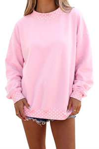 Women's Fall Polka Dot Color Block Mockneck Sweatshirt