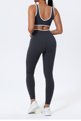 Women's Color-Block Sports Bra & Cross-Waist Sport Leggings Set