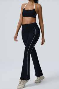 Women's Color-Block Sports Bra & Yoga Flare Pants Set