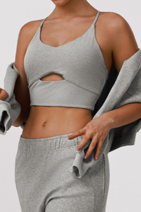 Women's Athletic V-neck Thin-Strap Cross Back Bra