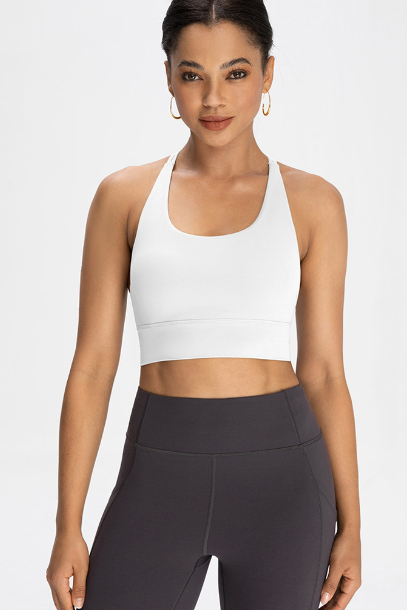 Cross-back exercise sports bra