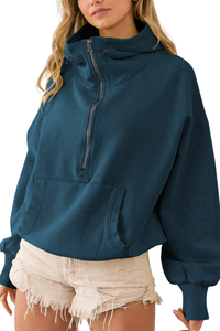 Drawstring long-sleeved top outer garment