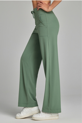 Women's Spring Drawstring Quick-Dry Pocket Straight Pants