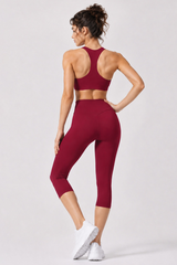 Women's Racerback Sports Bra & Capri Leggings Workout Set