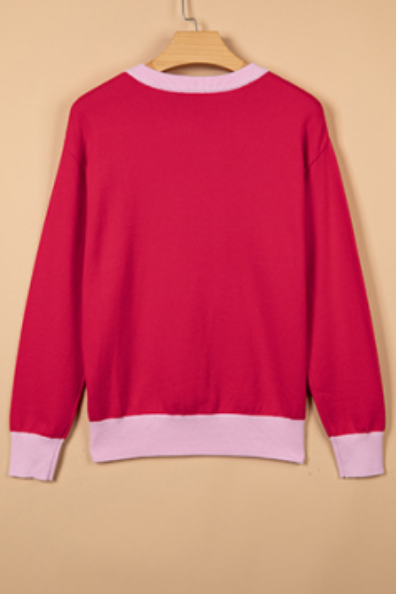 Women's Fall/Winter Christmas Color Block Sweat MERRY Letter
