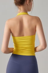 Women's Athletic Square Neck Halter Padded Yoga Tank Top