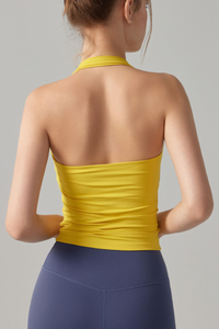 Women's Athletic Square Neck Halter Padded Yoga Tank Top