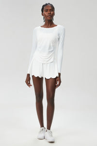 Women Plus-Size Sun Protection Slim-Fit Long Sleeve & Waist-Flutter Skort Sport Set