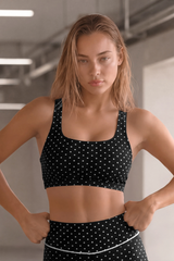 Women's Polka Dot Square Neck Cross Back Sports Bra