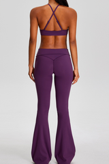 Women's Sport Set:Twist Front Triangle Cup Bra & Flare Pants