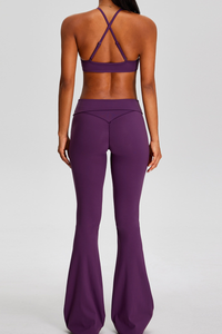 Women's Sport Set:Twist Front Triangle Cup Bra & Flare Pants