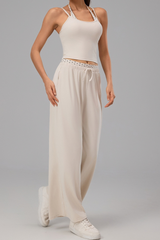 Women's Polka Dot Halter Tank Top And Wide Leg Pants Set