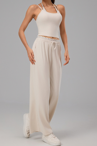 Women's Polka Dot Halter Tank Top And Wide Leg Pants Set