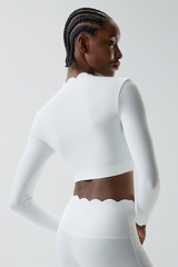 Women's Petal Cap Sleeve Long Sleeve Crop Top