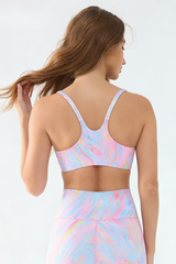 Women's Thin Straps U neck Colorful Print Sports Yoga Bra