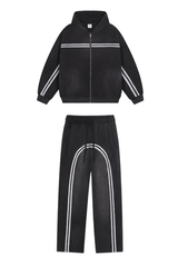 Zipper-fastened hoodie and pants set