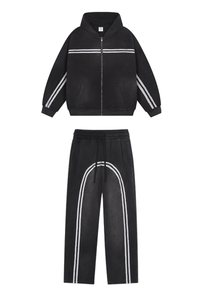 Zipper-fastened hoodie and pants set