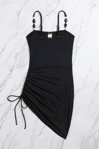 Women's Solid Cutout Asymmetric Ruched Swimsuit