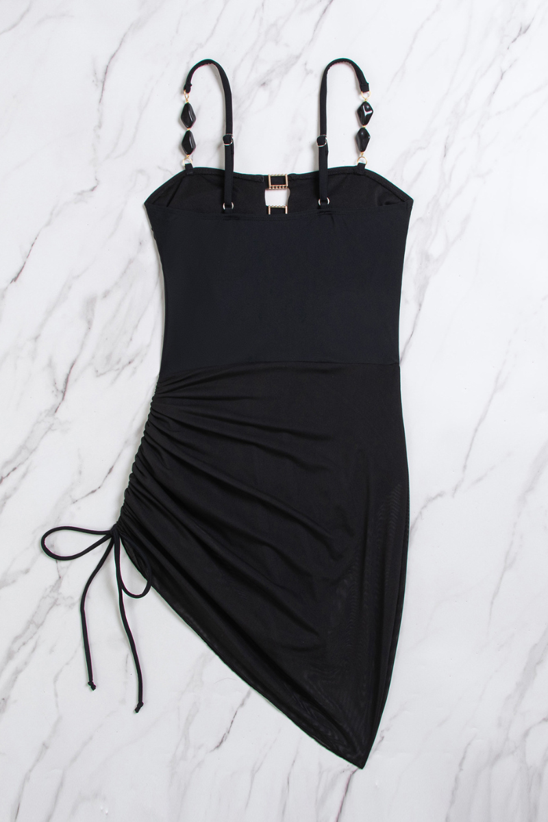 Women's Solid Cutout Asymmetric Ruched Swimsuit