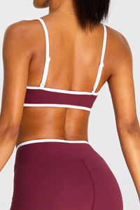 Women's Athletic Color-Block U-neck Adjustable Straps Bra