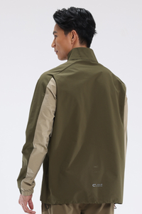 Men's Color Block Half Zip Mock Neck Outdoor Pullover Jacket