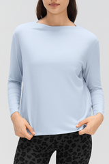 Women's Simple Boat Neck Long Sleeve T Shirt