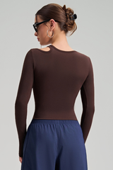 Asymmetrical structure, lacy yoga top
