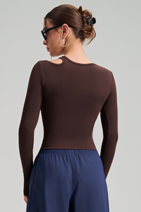 Asymmetrical structure, lacy yoga top