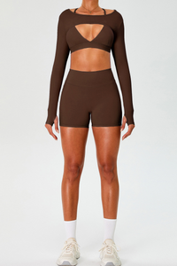 Women's Set:Cross Back Triangle Cup Bra & Tank Top & Shorts