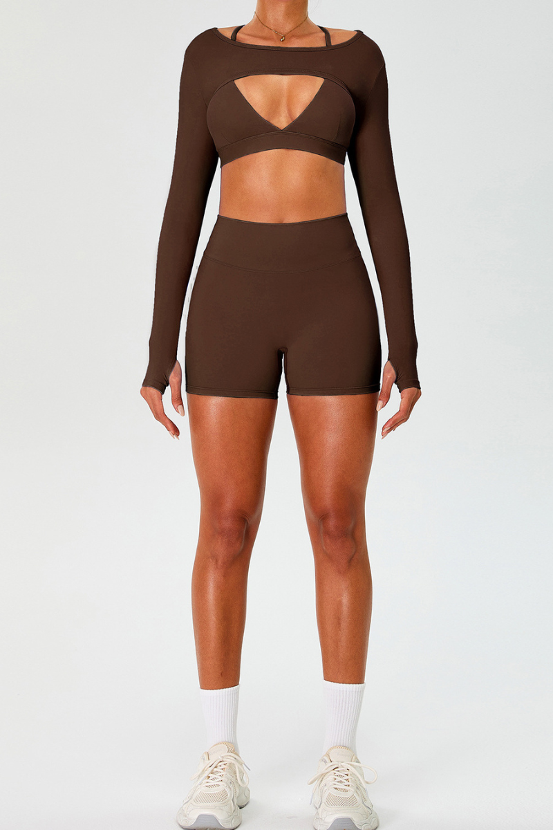 Women's Set:Cross Back Triangle Cup Bra & Tank Top & Shorts