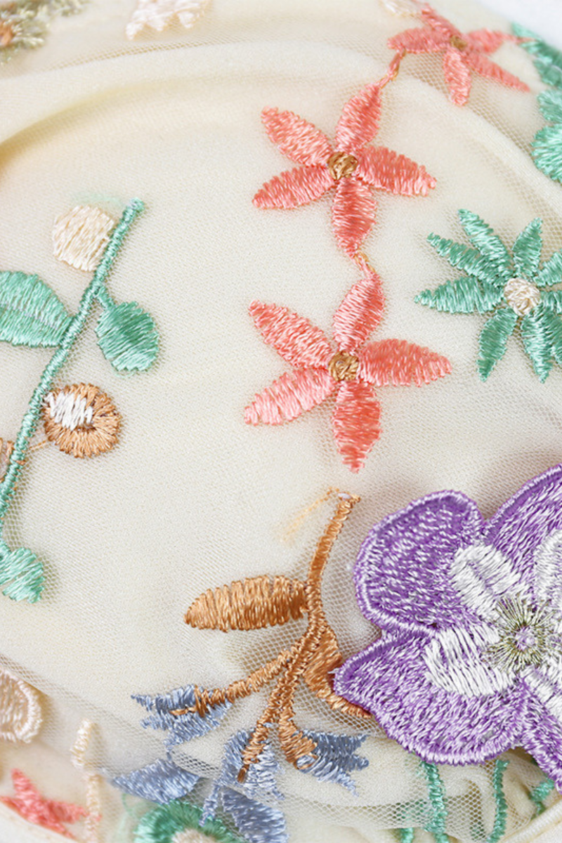 Women's Sexy Embroidered Push Up Wire Triangle Bikini - 3pcs