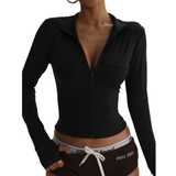 Women's Zip-Front Cropped Polo Top