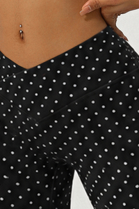 Women's Polka Dot Cross V-Waist Sports Yoga Flared Pants