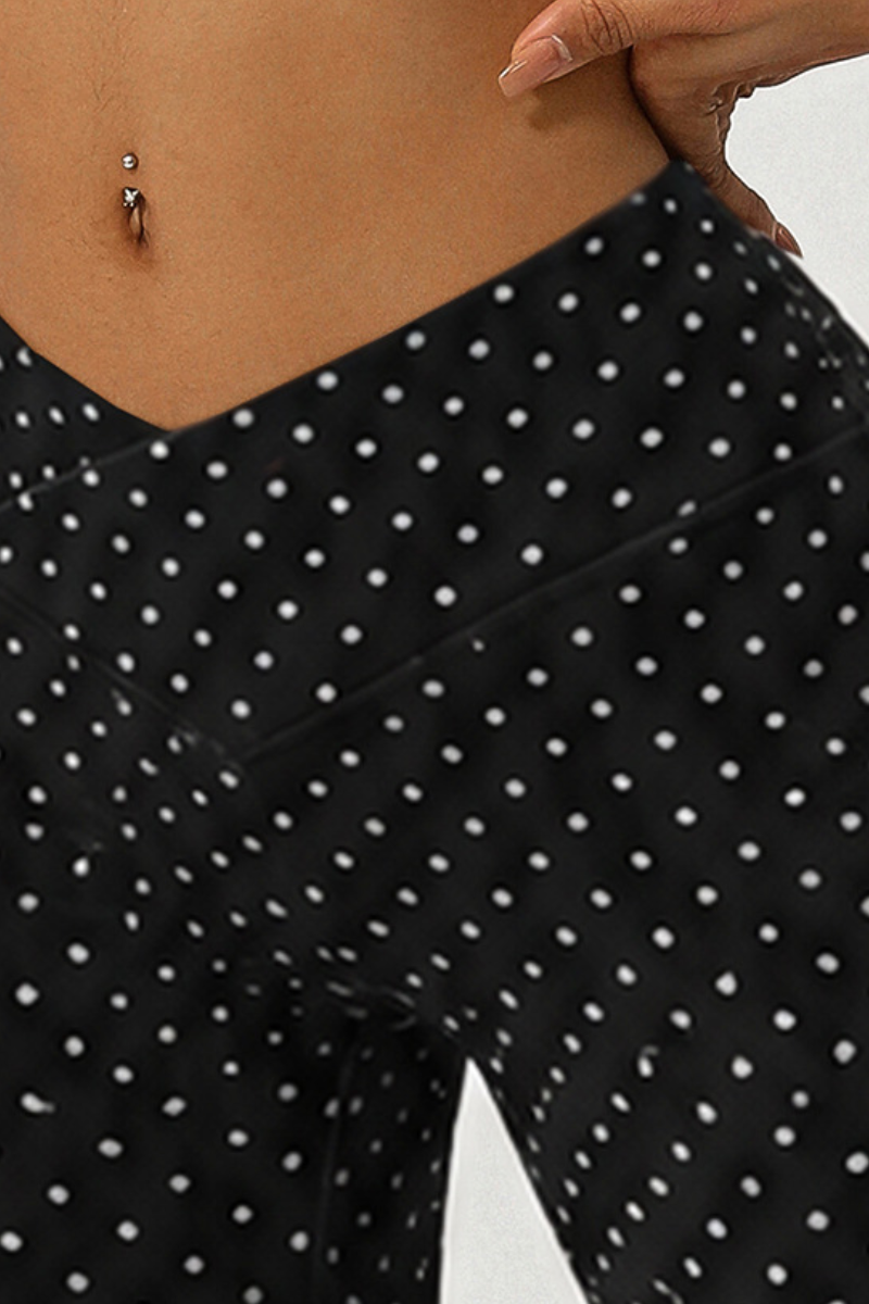 Women's Polka Dot Cross V-Waist Sports Yoga Flared Pants
